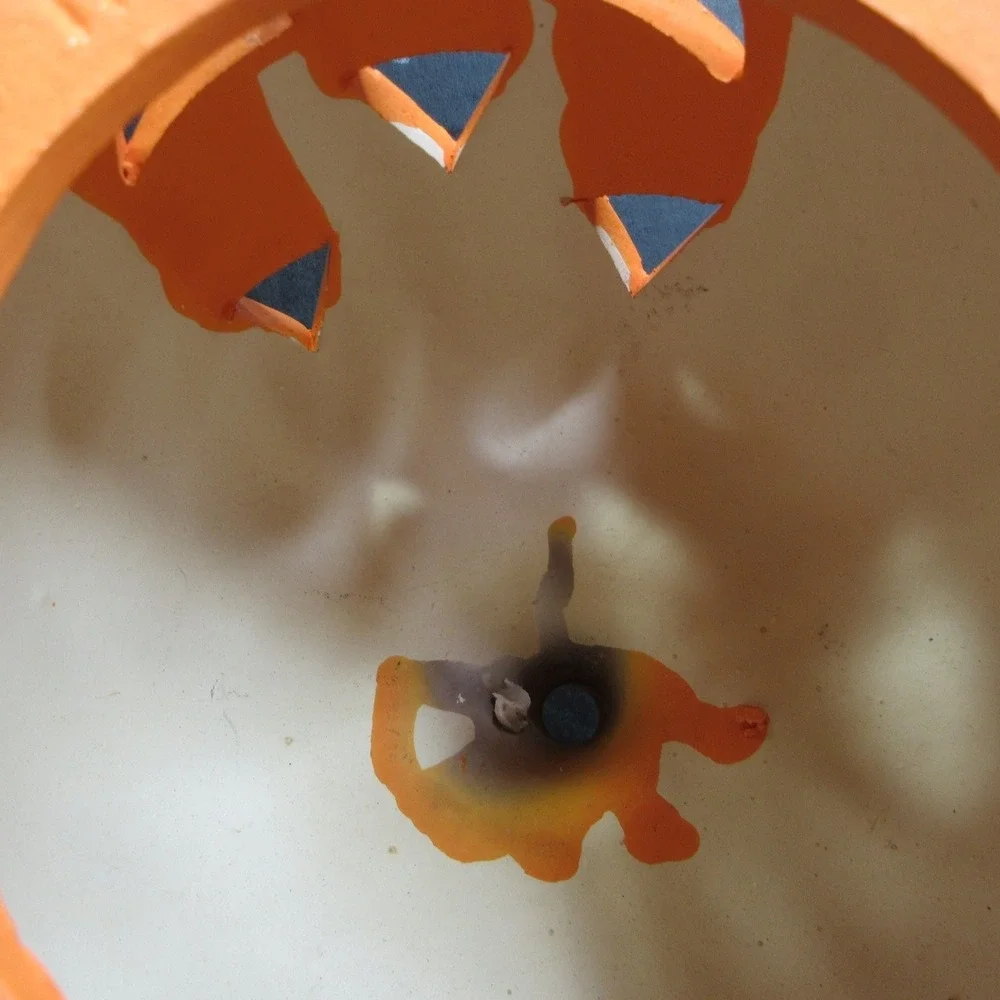 Vintage Jack-o'-Lantern Pumpkin Halloween Decor Ceramic Clay Yard Art Taiwan